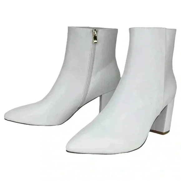 SMASH Shoes Chiku White Faux Leather Womens Ankle Boots Size 11W